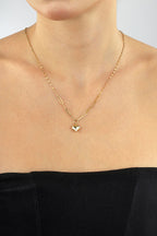 14K Heart Paperclip Gold Necklace