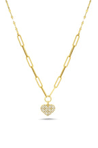 14K Heart Paperclip Gold Necklace