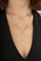 14K Heart Paperclip Gold Necklace