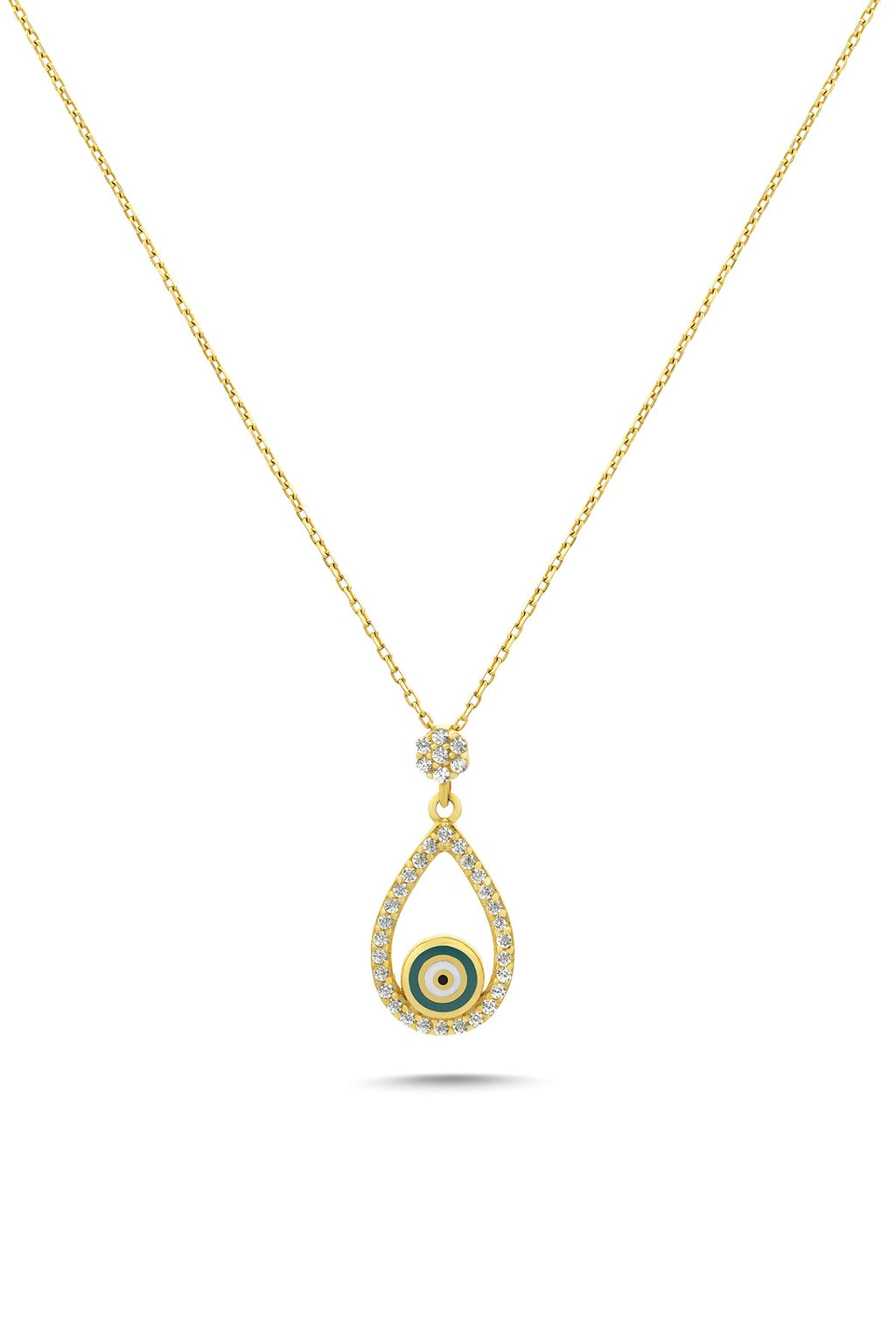 14K Stone-Set Evil Eye Beaded Gold Necklace