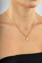 14K Paperclip Star Gold Necklace