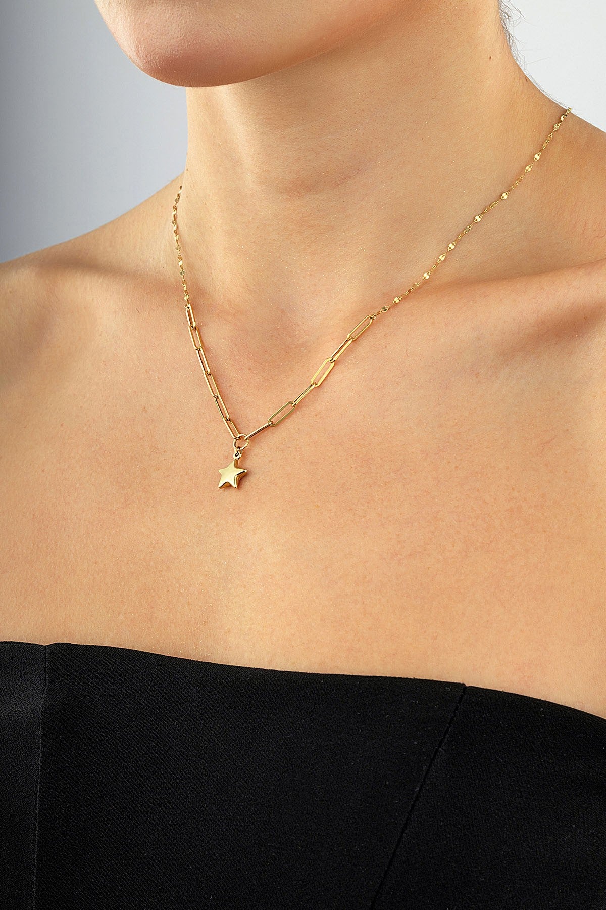 14K Paperclip Star Gold Necklace