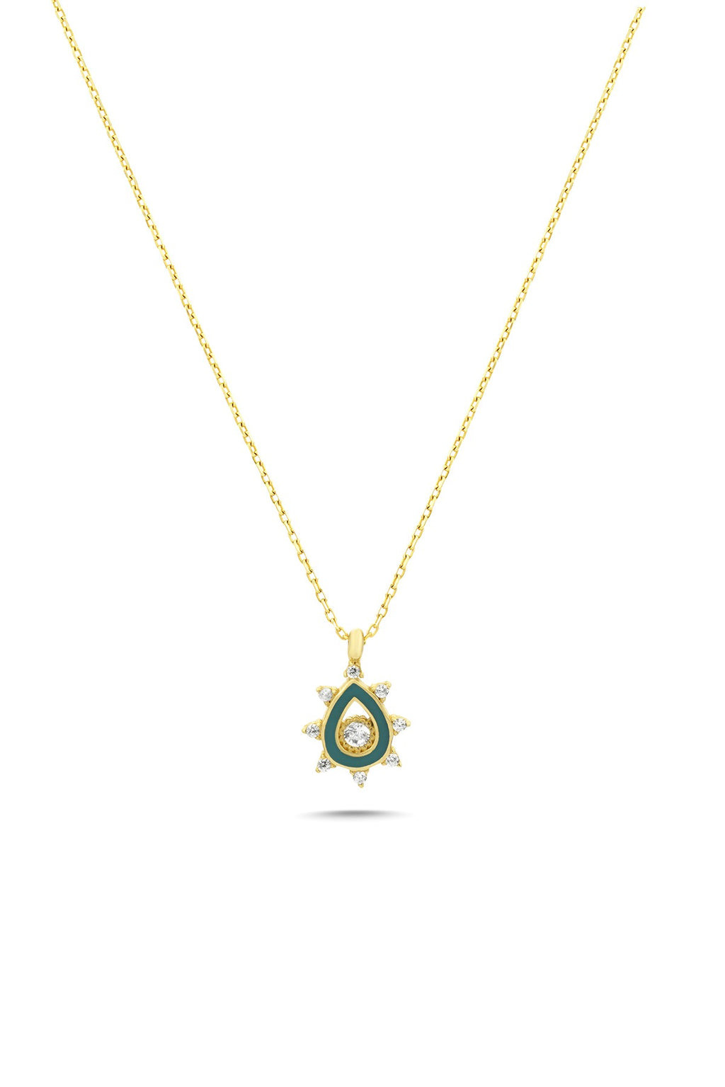 14K Stone-Set Enamel Gold Necklace