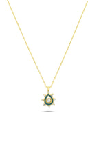 14K Stone-Set Enamel Gold Necklace