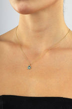 14K Stone-Set Enamel Gold Necklace