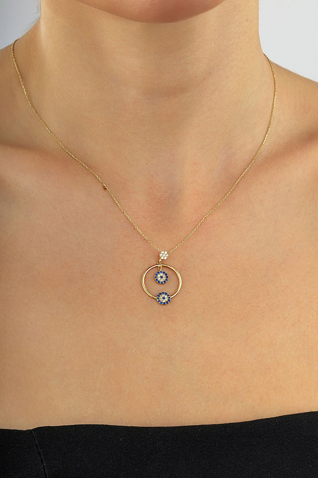 14K Stone-Set Drop Gold Necklace