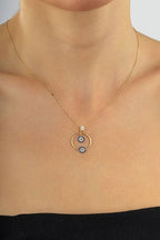 14K Stone-Set Drop Gold Necklace