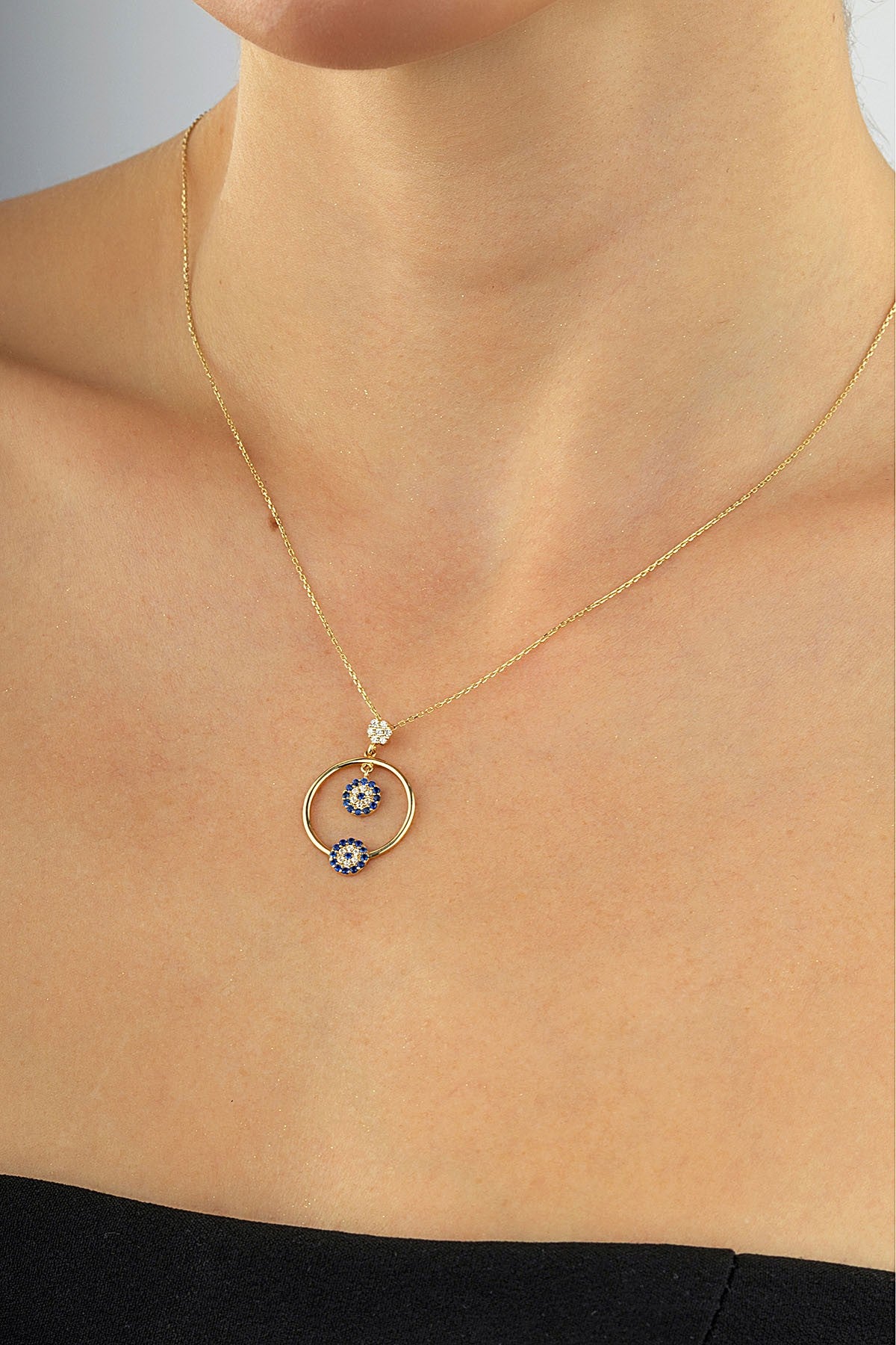 14K Stone-Set Drop Gold Necklace