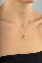 14K Stone-Set Eye Gold Necklace
