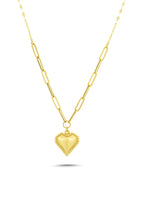 14K Paperclip Heart Gold Necklace