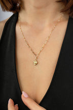 14K Paperclip Heart Gold Necklace