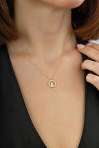 14K Stone-Set Bird Motif Gold Necklace