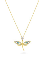 14K Stone-Set Dragonfly Gold Necklace