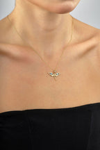 14K Stone-Set Dragonfly Gold Necklace