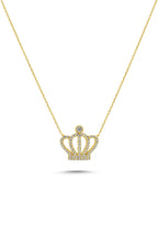 14K Stone-Set King Crown Gold Necklace