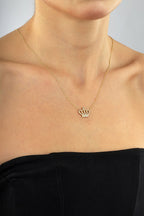 14K Stone-Set King Crown Gold Necklace