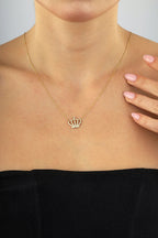 14K Stone-Set King Crown Gold Necklace