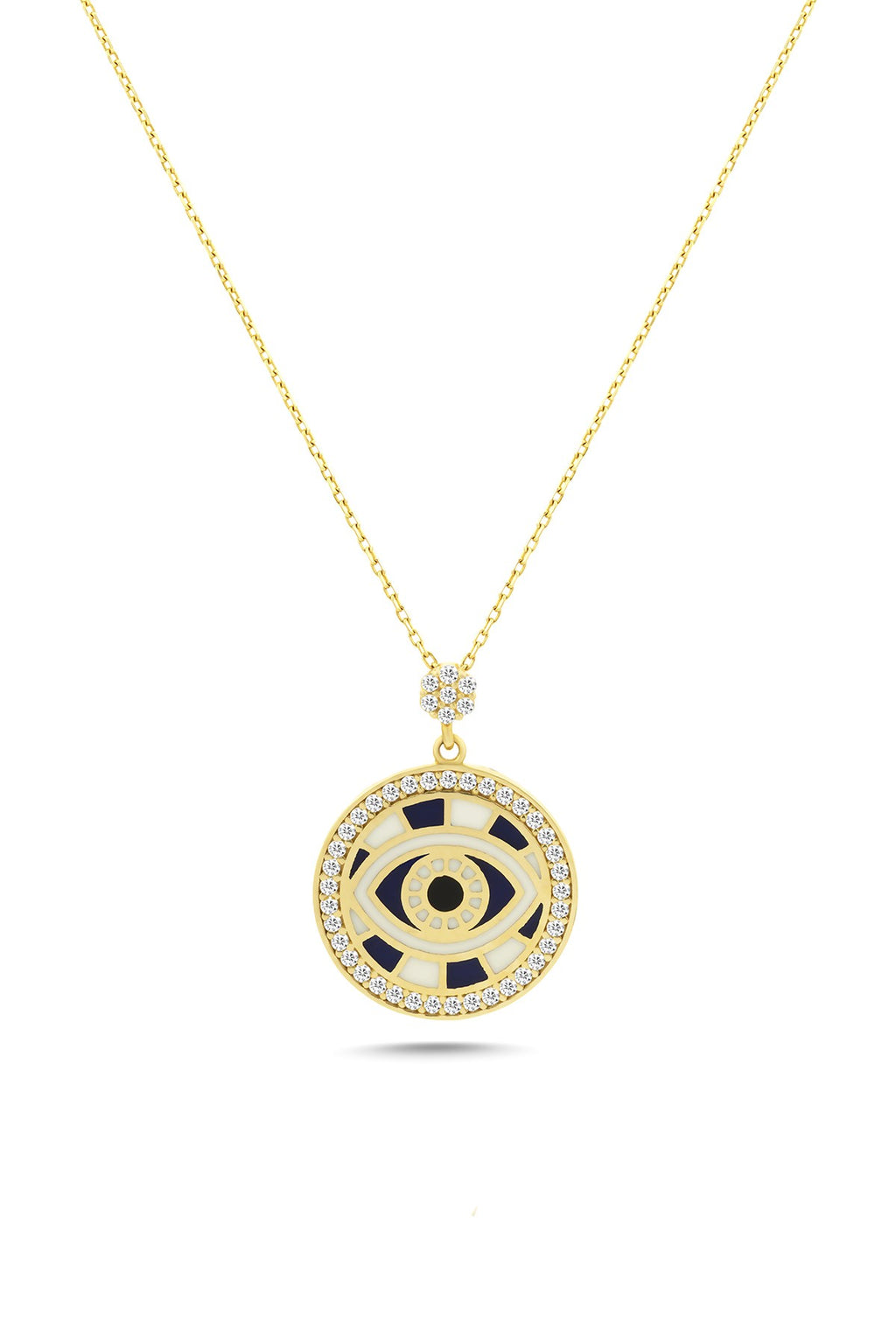 14K Stone-Set Hoop Eye Motif Gold Necklace