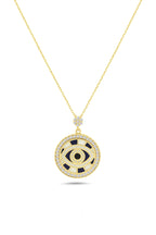 14K Stone-Set Hoop Eye Motif Gold Necklace