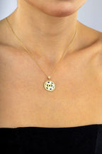 14K Stone-Set Hoop Eye Motif Gold Necklace