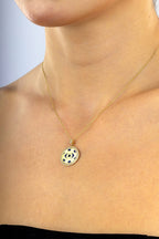 14K Stone-Set Hoop Eye Motif Gold Necklace