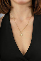 14K Floral Motif Stone-Set Gold Necklace