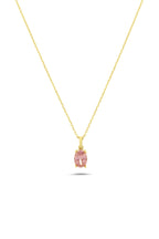 14K Pink Oval Stone-Set Gold Necklace