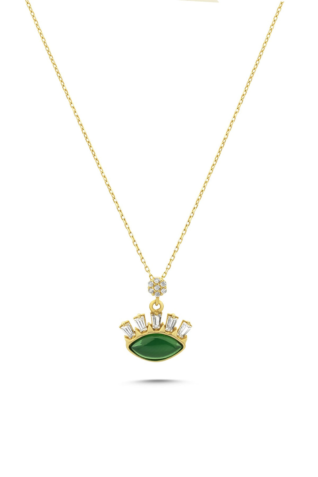 14K Green Stone-Set Gold Necklace