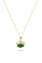 14K Green Stone-Set Gold Necklace