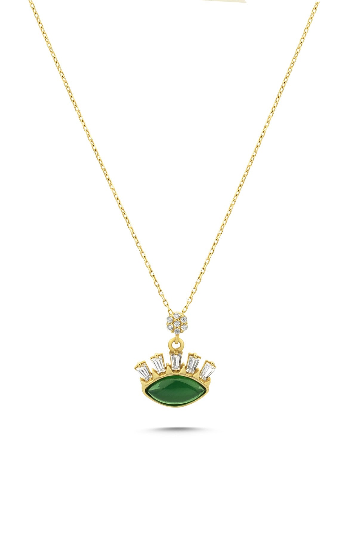 14K Green Stone-Set Gold Necklace