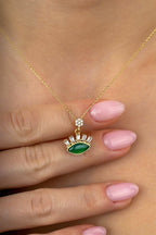 14K Green Stone-Set Gold Necklace