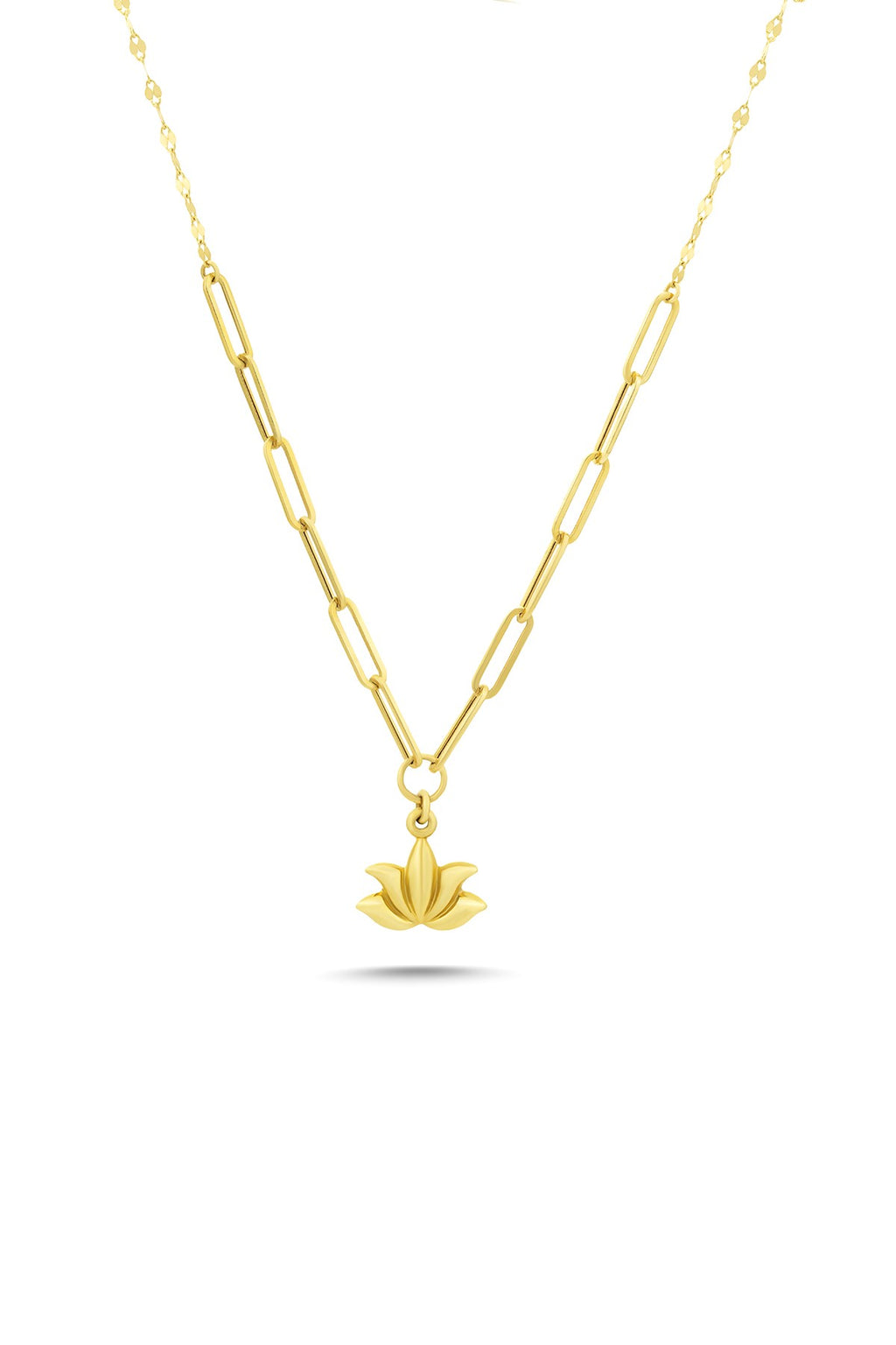 14K Lotus Flower Gold Necklace