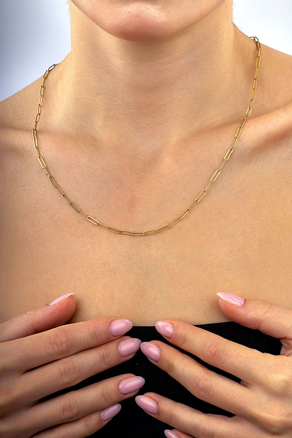 14K Paperclip Gold Necklace