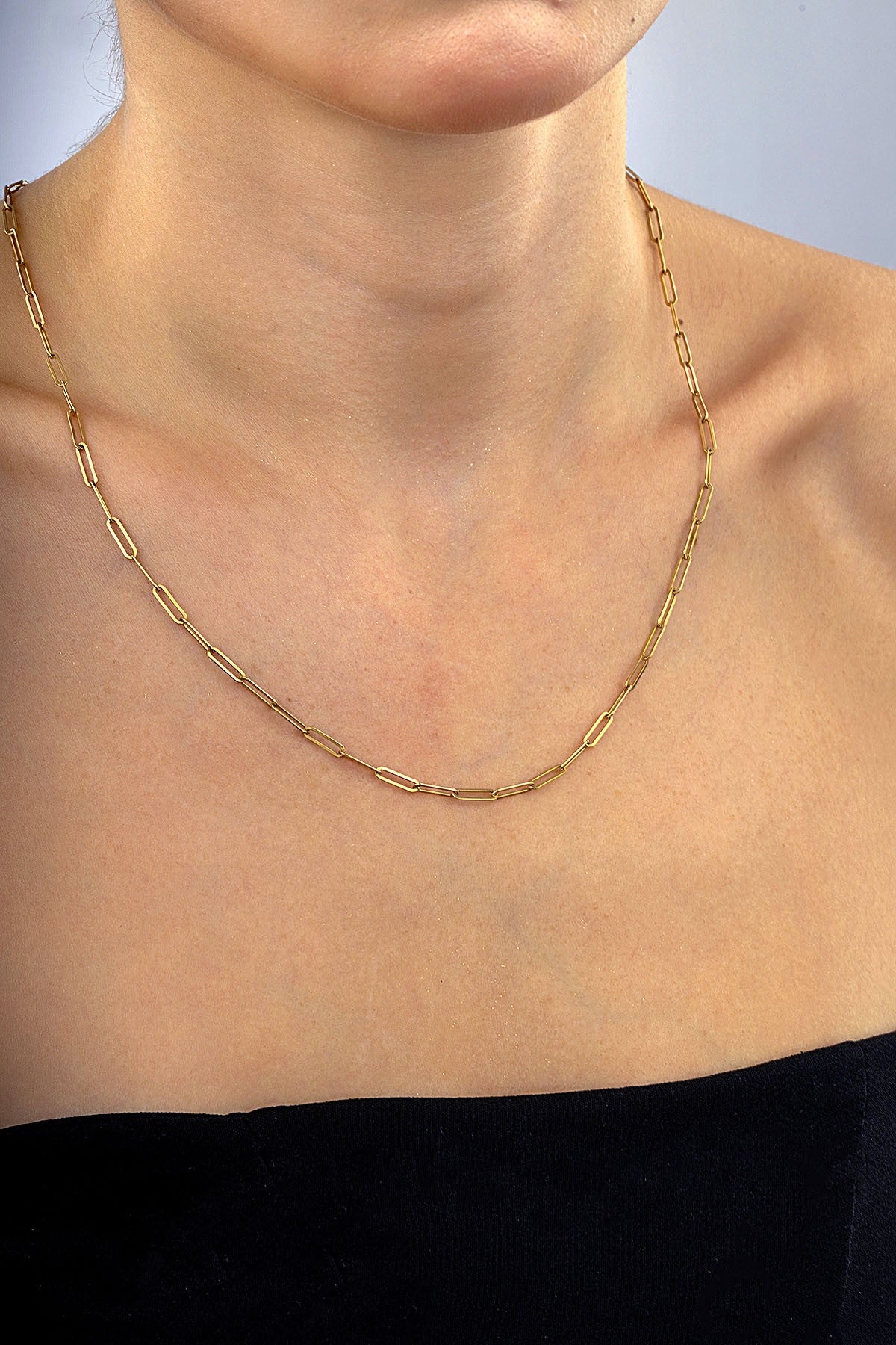 14K Paperclip Gold Necklace