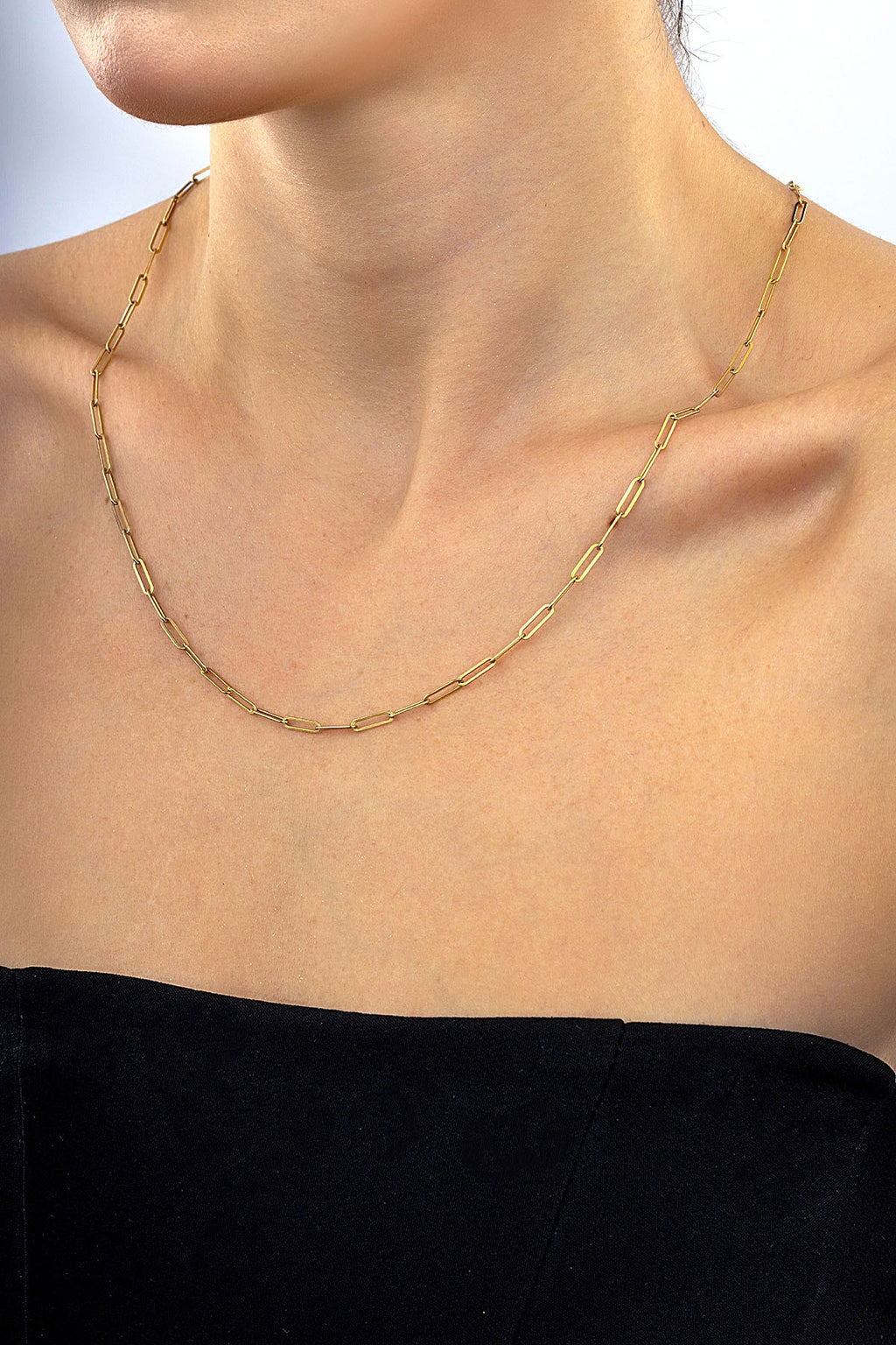 14K Paperclip Gold Necklace