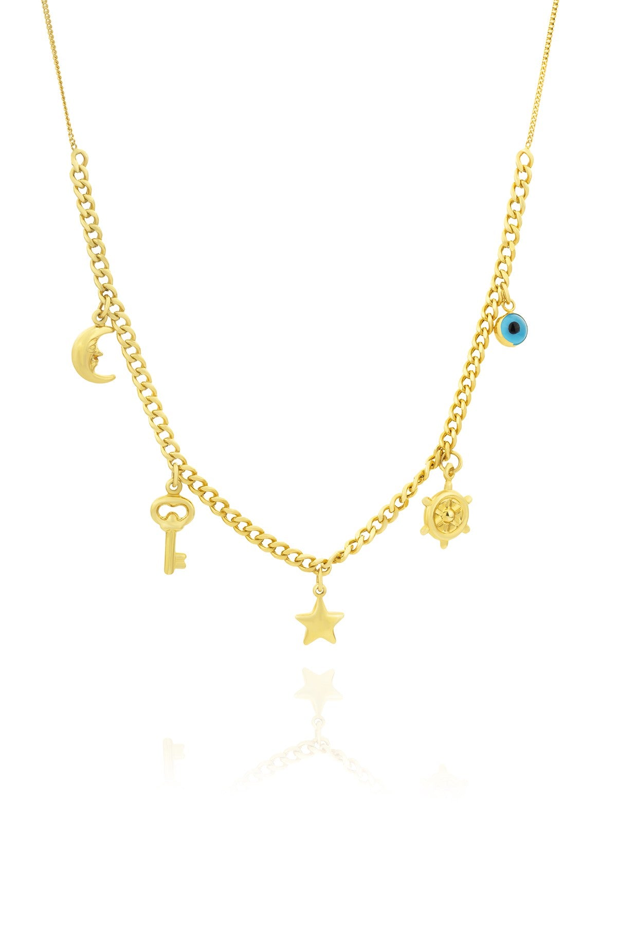 14K Motif Drop Gold Necklace