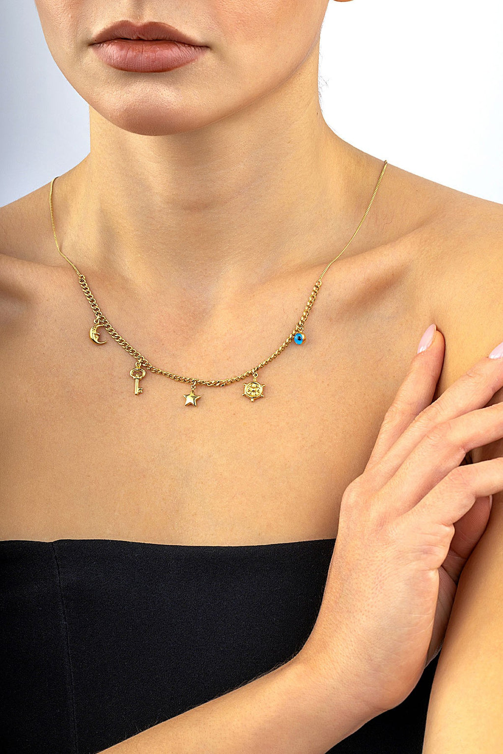 14K Motif Drop Gold Necklace