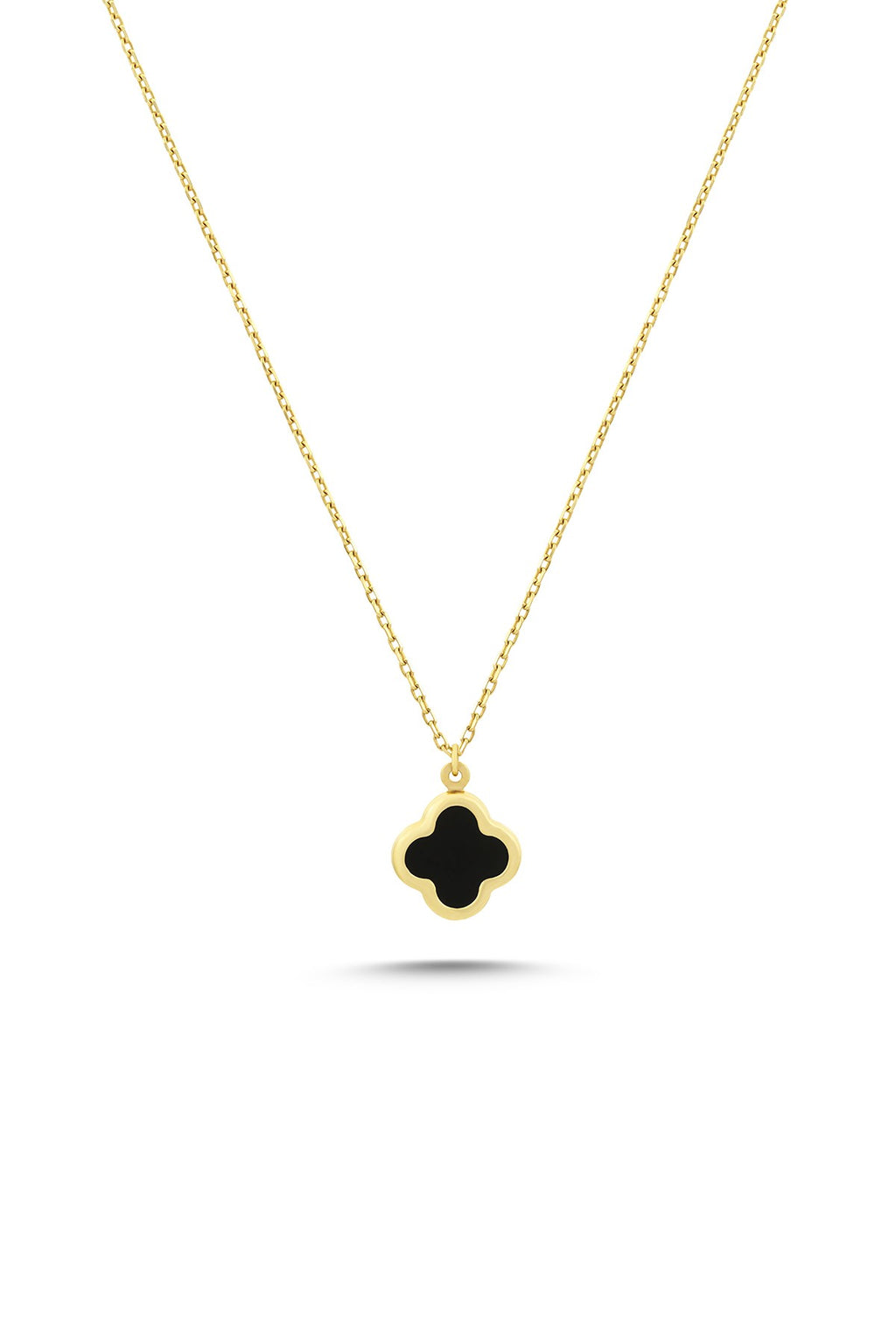 14K Black Clover Gold Necklace