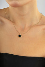 14K Black Clover Gold Necklace