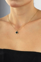 14K Black Clover Gold Necklace