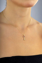 14K Stone-Set Heart Motif Gold Necklace