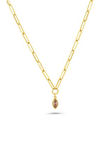 14K Stone-Set Paperclip Gold Necklace