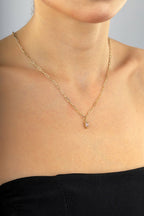 14K Stone-Set Paperclip Gold Necklace