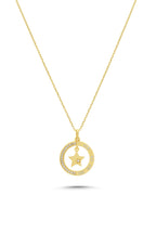 14K Stone-Set Star Detail Hoop Gold Necklace
