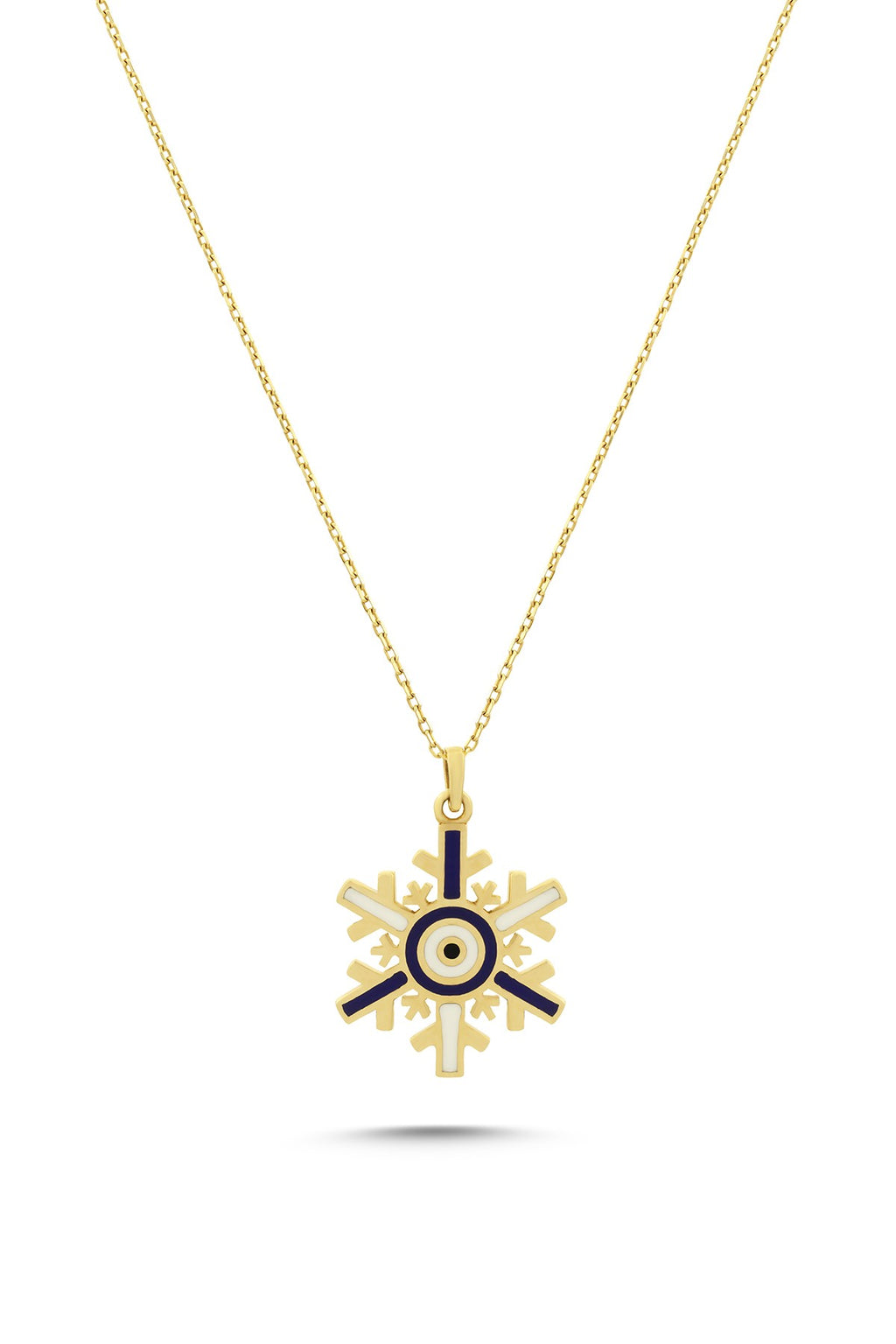 14K Black White Enamel Gold Necklace