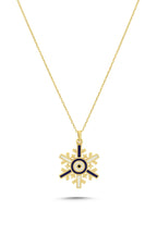 14K Black White Enamel Gold Necklace