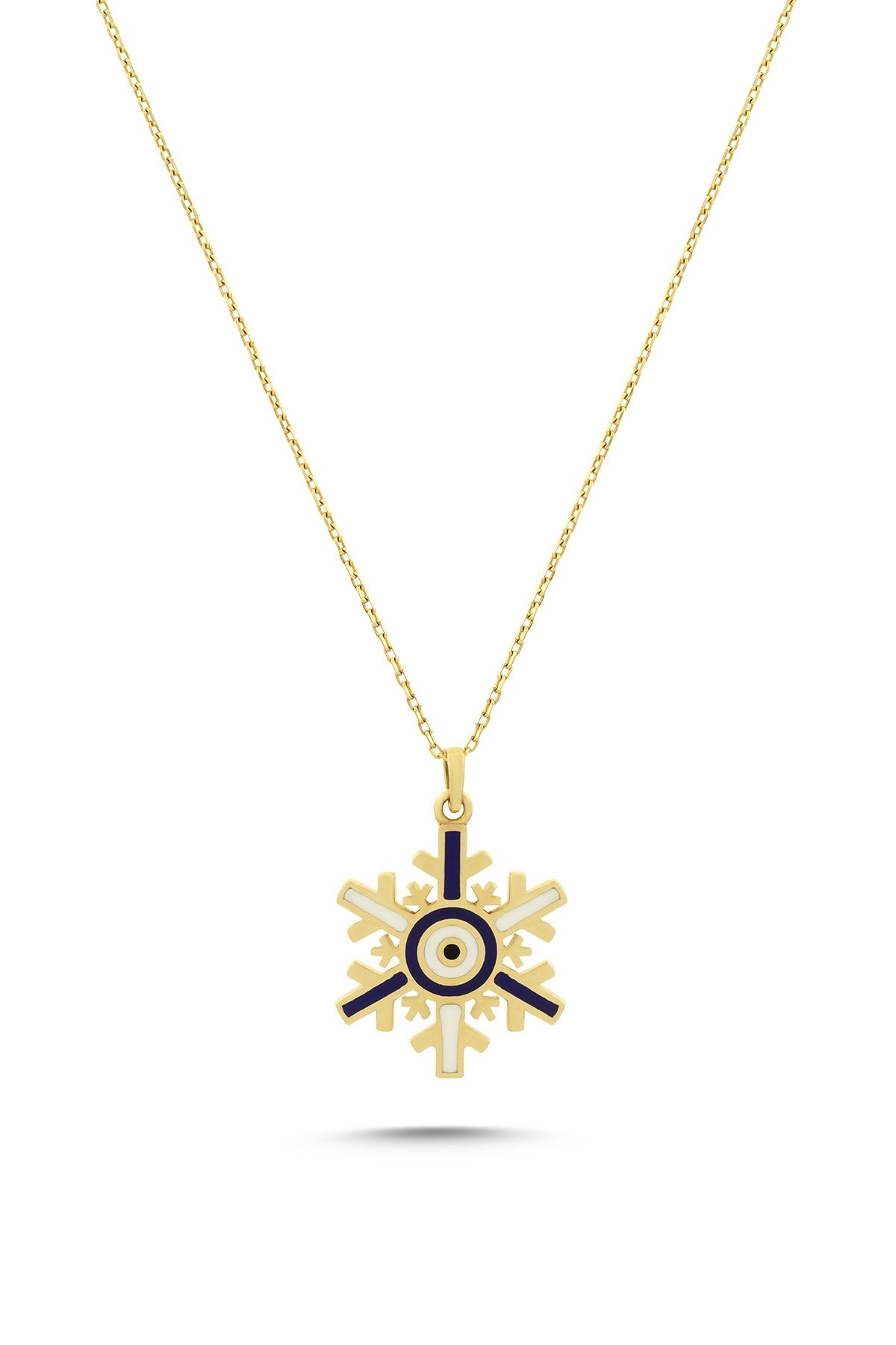 14K Black White Enamel Gold Necklace