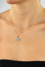 14K Black White Enamel Gold Necklace