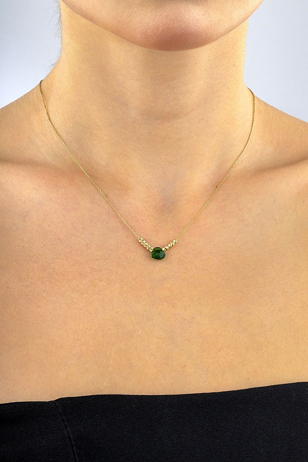 14K Green Heart Gold Necklace