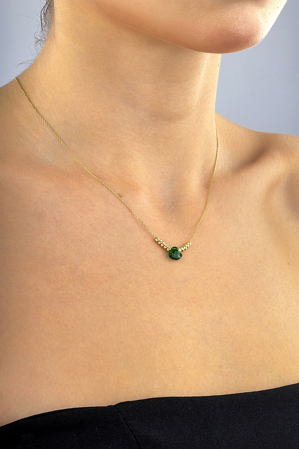 14K Green Heart Gold Necklace